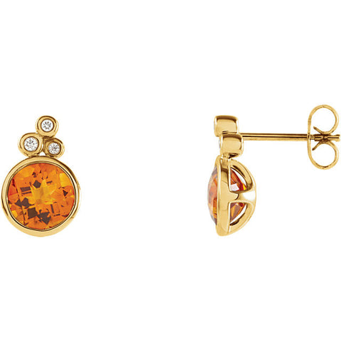 Earrings > Diamond > .06 CTW > & > Citrine > Golden