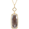 Necklace > 18" > Cushion-Shaped > Antique > Halo-Styled > Quartz > Smoky > Diamond & Genuine > 3/8 CTW