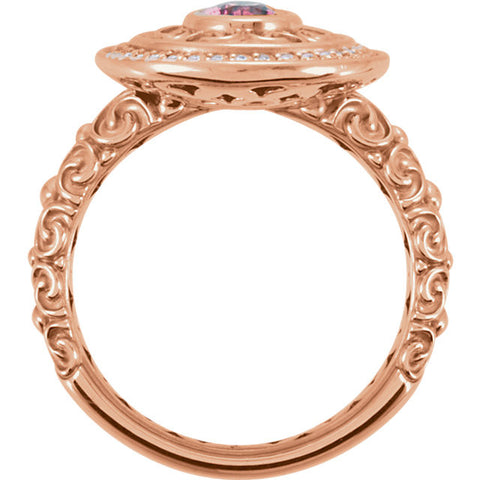 Ring > Diamond > CT > 1/Tourmaline & 1 > Pink > 7x5mm