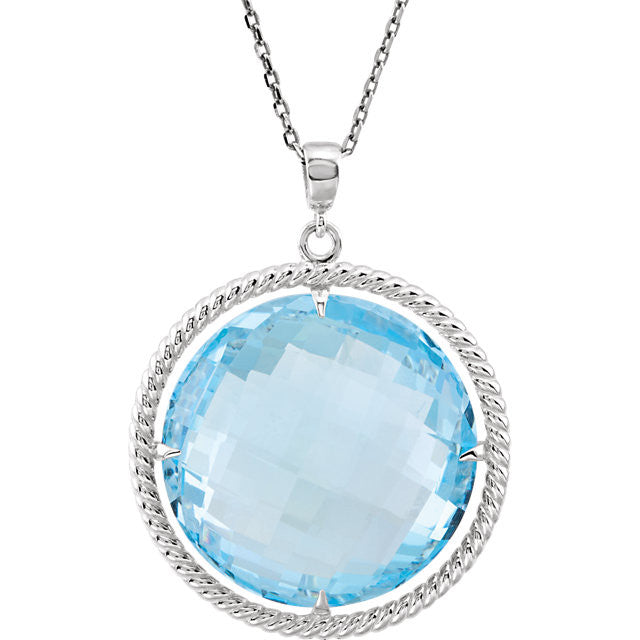 Necklace > 18" > Rope-Styled > Topaz > Blue > Sky