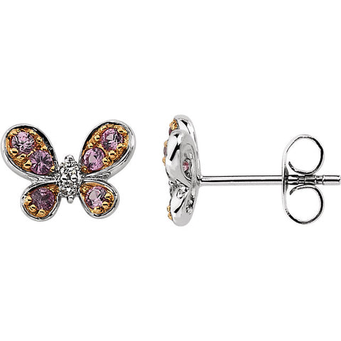 Earrings > Butterfly > Sapphire & Diamond > Pink
