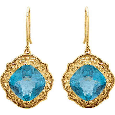 Earrings > Topaz > Blue > Swiss > 10x10mm