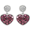 Earrings > Heart > Garnet & Diamond > Brazilian
