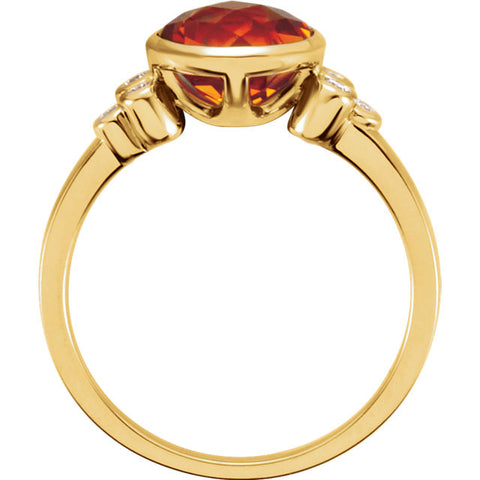 Ring > Citrine & Diamond > Golden > Checkerboard > Genuine