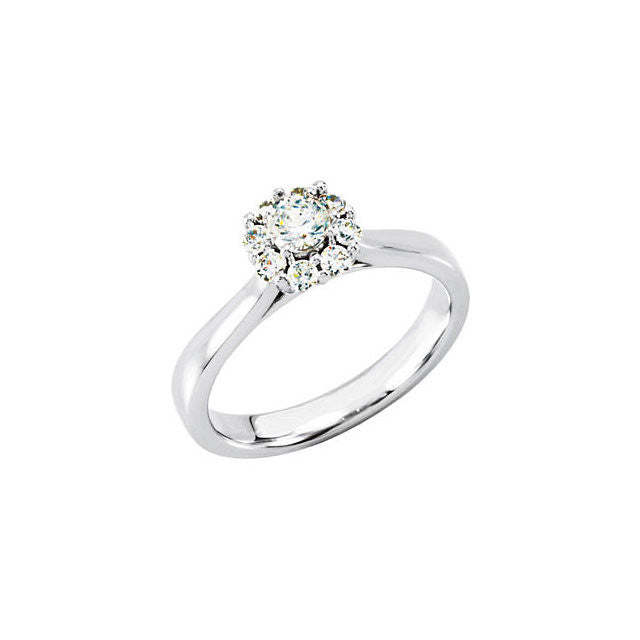 Ring > Engagement > Cluster > Halo-Styled > Diamond > 1/5 CTW > Silver > Continuum