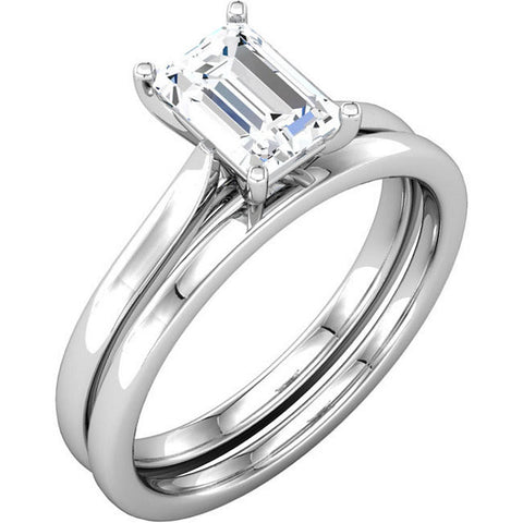 Ring > Engagement > Solitaire > Zirconia > Cubic > Emerald-Cut > 7x5mm