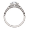 Engraved Scroll Flourish Round Brilliant Cut Diamond Halo Engagement Ring