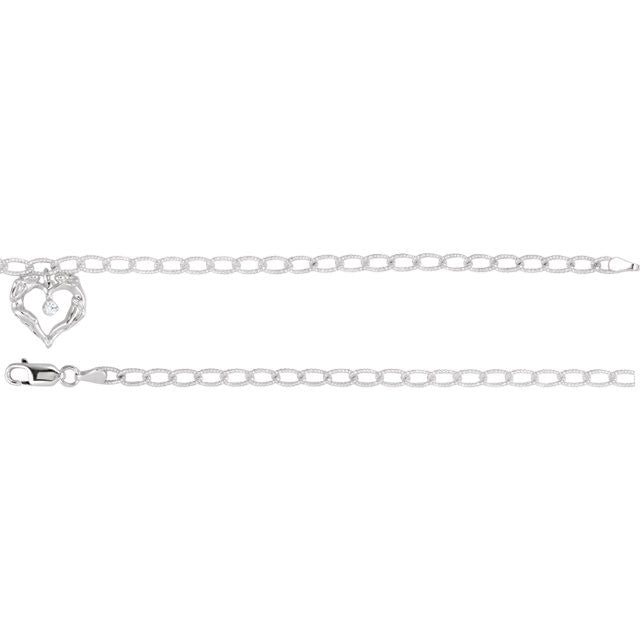 Card & Box > with > Anklet > Heart > CZ > 9" > Love® > Universal