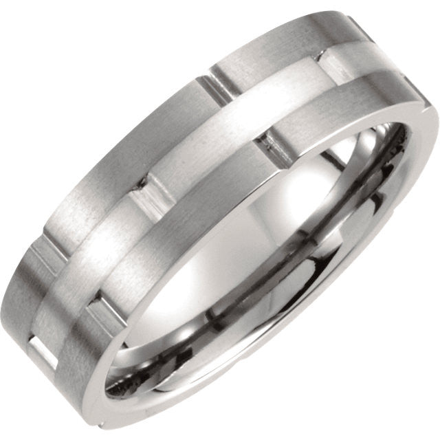 Band > Finish > Satin > 7mm > Inlay > Silver > Titanium & Sterling