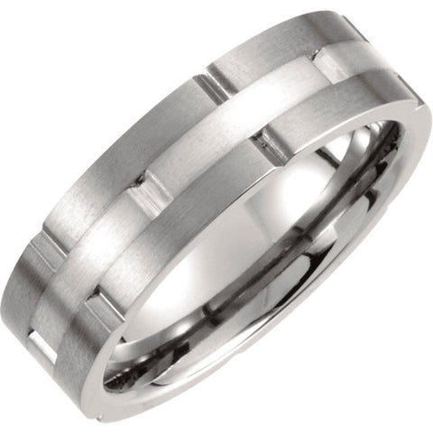 Band > Finish > Satin > 7mm > Inlay > Silver > Titanium & Sterling