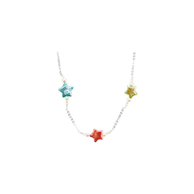 Necklace > 16" > Petite > Pearl > and > Star > Triple