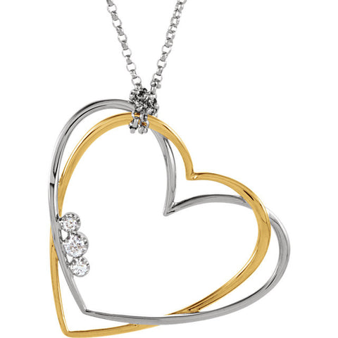 Necklace > Heart > Diamond > Two-Tone > .07 CTW