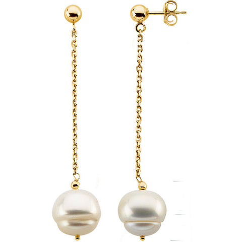 Earrings > Dangle > Pearl > Cultured > Freshwater > 9-11mm