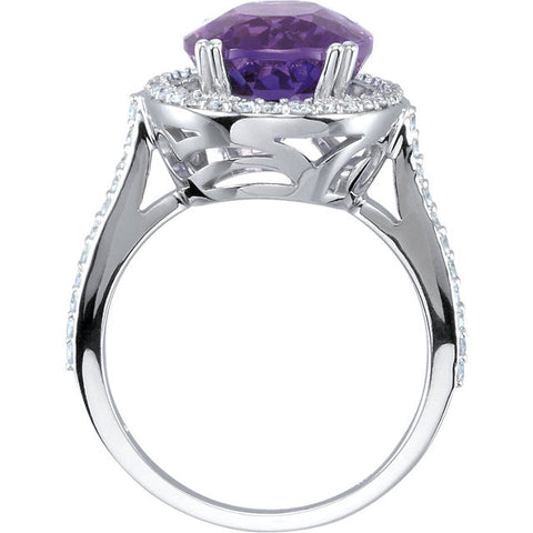 Ring > Amethyst & Diamond > Genuine