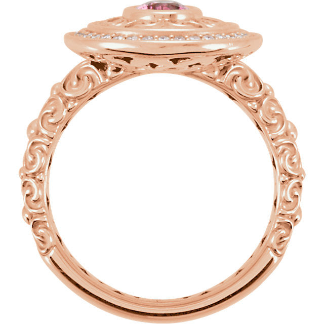 Ring > Diamond > CT > 1/Tourmaline & 1 > Pink > 7x5mm