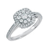 Zirconia > Cubic > 3.2mm > with > Ring > Halo-Styled > Cluster > Diamond > 1/2 CTW
