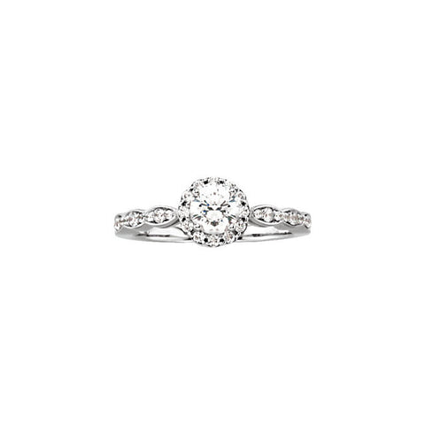 Haloed Round Brilliant Cut Diamond Engagement Ring