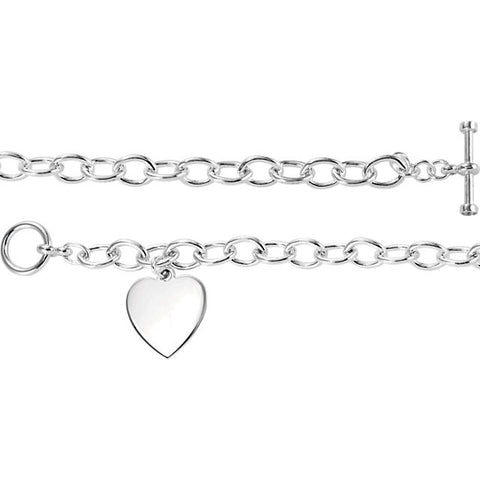 Charm > Clasp & Heart > Toggle > with > Bracelet > Cable > 7mm