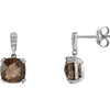 Earrings > Dangle > Diamond > .04 CTW > & > Quartz > Smoky