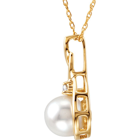 Necklace > Pearl & Diamond > Cultured > Akoya