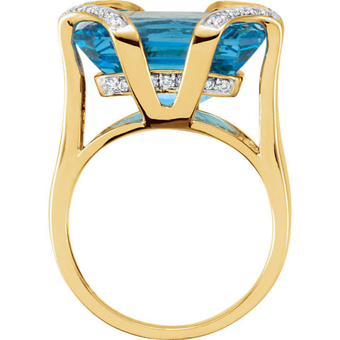 Ring > Topaz & Diamond > Blue > Swiss > Radiant-Cut > Genuine