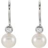 Earrings > Diamond > .03 CTW > & > Pearl > Cultured > Akoya
