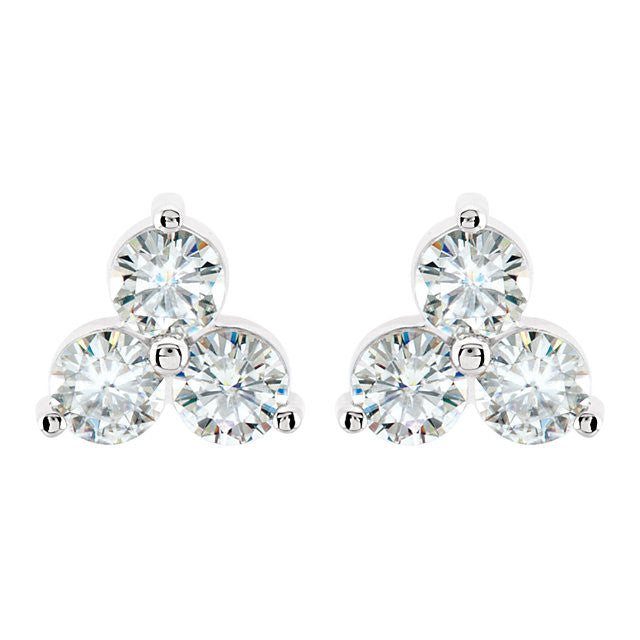 Earrings > Moissanite > Created > 3-Stone