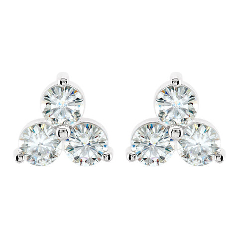 Earrings > Moissanite > Created > 3-Stone