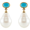 Earrings > Pearl > Cultured > Sea > South > Turquoise & 11mm > 7x5mm