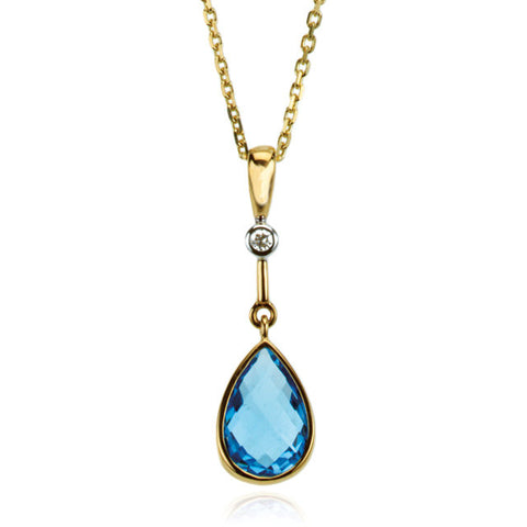 Pendant > Topaz & Diamond > Blue > Swiss > Genuine
