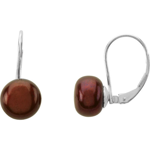 Earrings > Back > Lever > Pearl > Chocolate > Freshwater