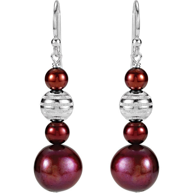 Earrings > Dangle > Pearl > Dyed > Cultured > Freshwater