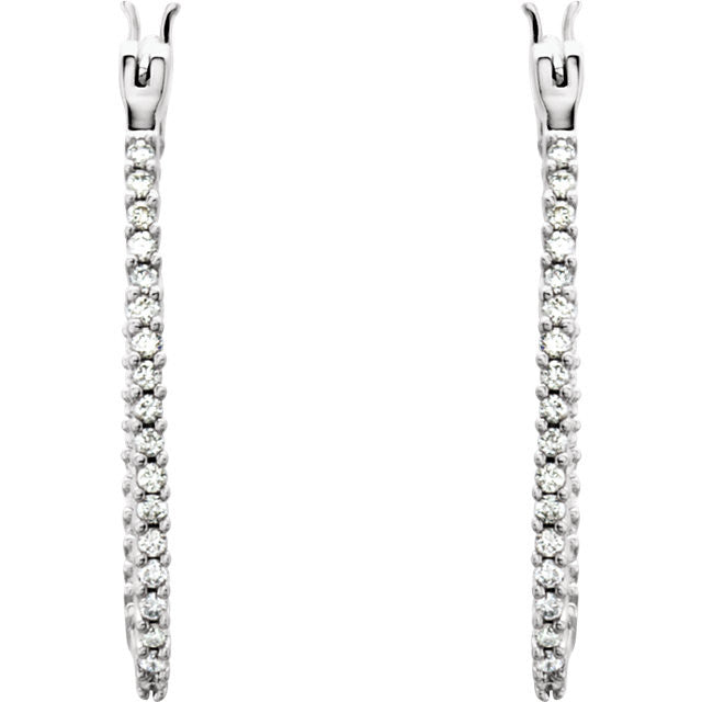 Earrings > Hoop > Inside/Outside > Diamond > CTW > 1 > Whie > 14kt
