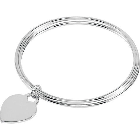 Charm > Heart > with > Bracelet > Bangle > Triple