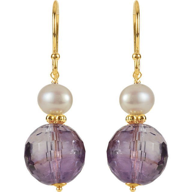 Earrings > Pearl & Amethyst > Cultured > Freshwater