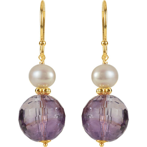 Earrings > Pearl & Amethyst > Cultured > Freshwater