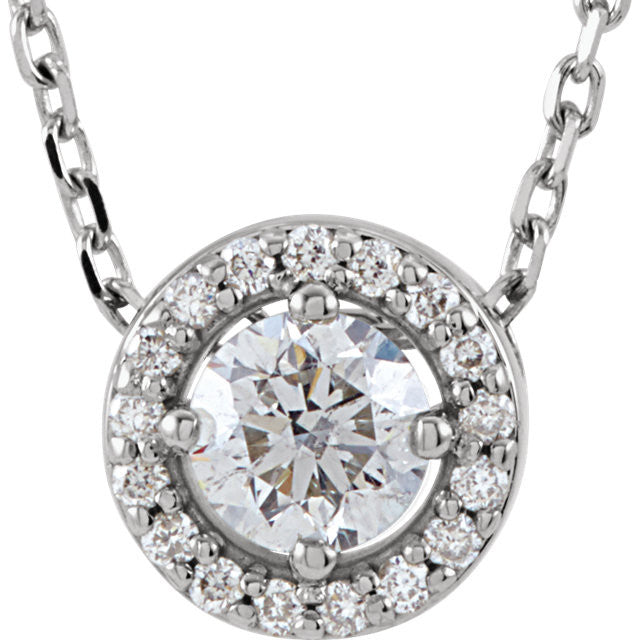 Necklace > 16" > Halo-Styled > Diamond > 1/4 CTW
