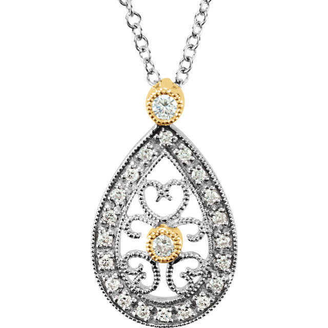 Necklace > 16" > Diamond > 1/6 CTW > Two-Tone > 14kt