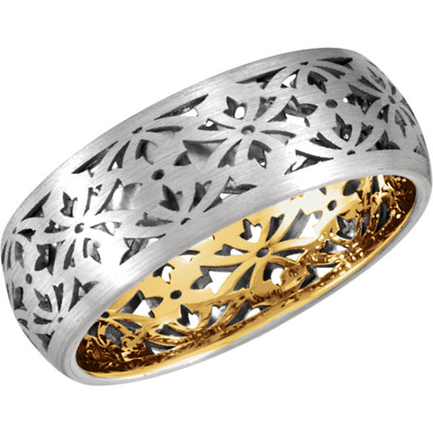 Band > Pierced > Laser > 8mm > Two-Tone > 14kt