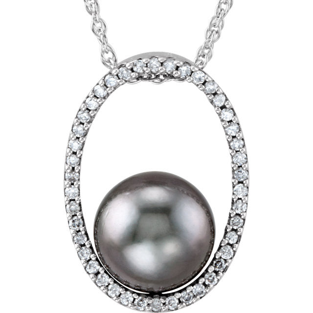 Necklace > Pearl & Diamond > Cultured > Tahitian