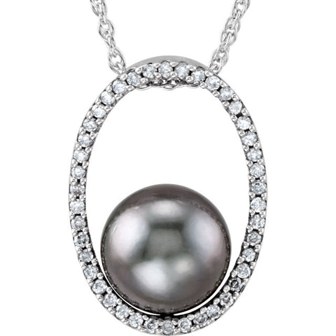 Necklace > Pearl & Diamond > Cultured > Tahitian