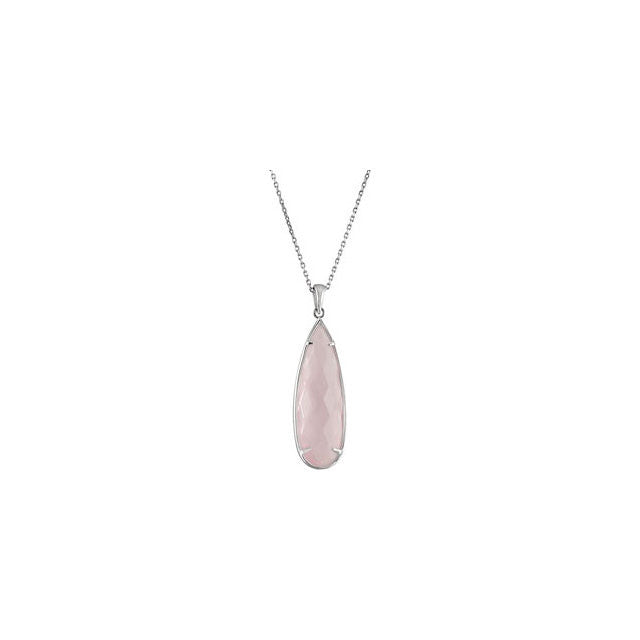 Necklace > 18" > Quartz > Rose > 30x10mm