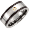 Band > Diamond > .06 CTW > 9mm > Plate > Gold > Enamel & 14kt > Black > Inlay, > Silver > Sterling > Titanium,