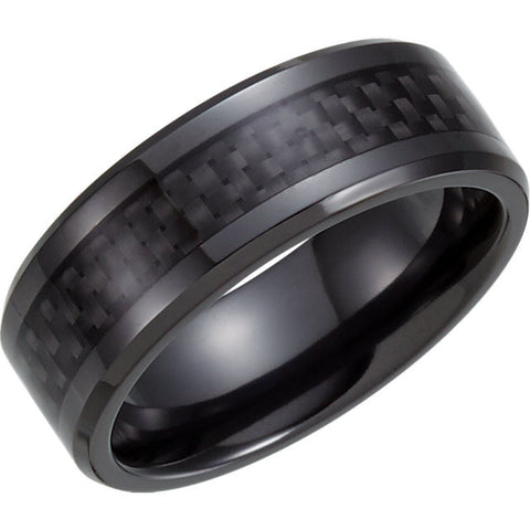 Inlay > Fiber > Carbon > Black > with > Band > Beveled > 8mm