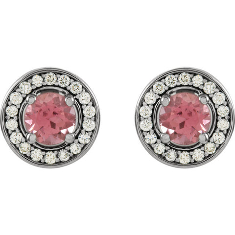 Earrings > Diamond > CTW > 1/Tourmaline & 1 > Pink