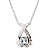 Necklace > 18" > Diamond > .08 CTW > & > Aqua > Oval > 7x5