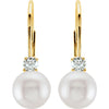 Earrings > Back > Lever > Pearl & Diamond > Cultured > Akoya
