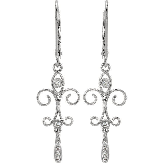 Earrings > Back > Lever > Fleur-de-Lis > Diamond > .08 CTW