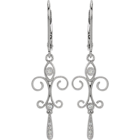 Earrings > Back > Lever > Fleur-de-Lis > Diamond > .08 CTW