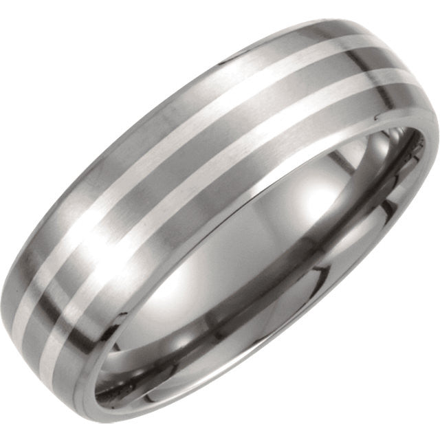 Band > Finish > Satin > 7mm > Inlay > Silver > Titanium & Sterling